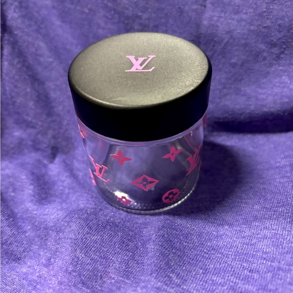 Louis Vuitton themed Clear Jar with Pink Accents new - Picture 2 of 4